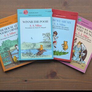 WINNIE THE POOH Vintage 4pk Books Lot Set- Corner, We are Six, Very Young- Milne
